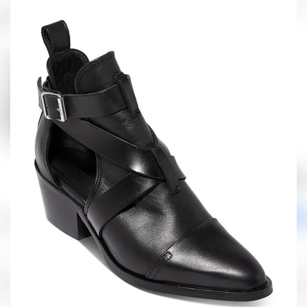 ALLSAINTS Women's Darcy Leather Buckled Booties Sz 35 (US 5)